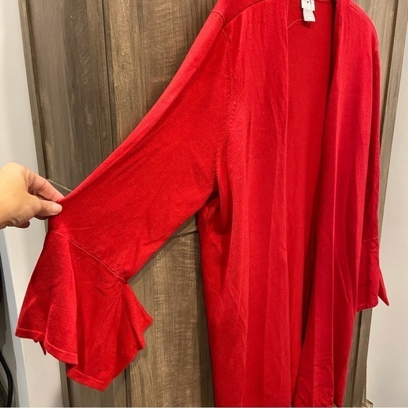 NWT Chico’s Size 3 (XL) Sweater Cardigan Long Red Open Front (flaw) - Picture 6 of 12